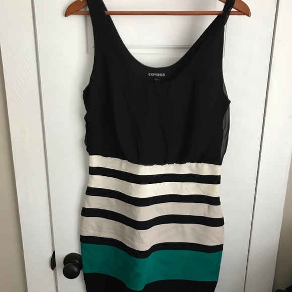 Express Color Block Cocktail Dress - Picture 2 of 4